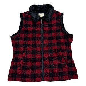 WOOLRICH PLAID Faux Fur Fleece Vintage Y2K Designer Fall Vest Womens Large